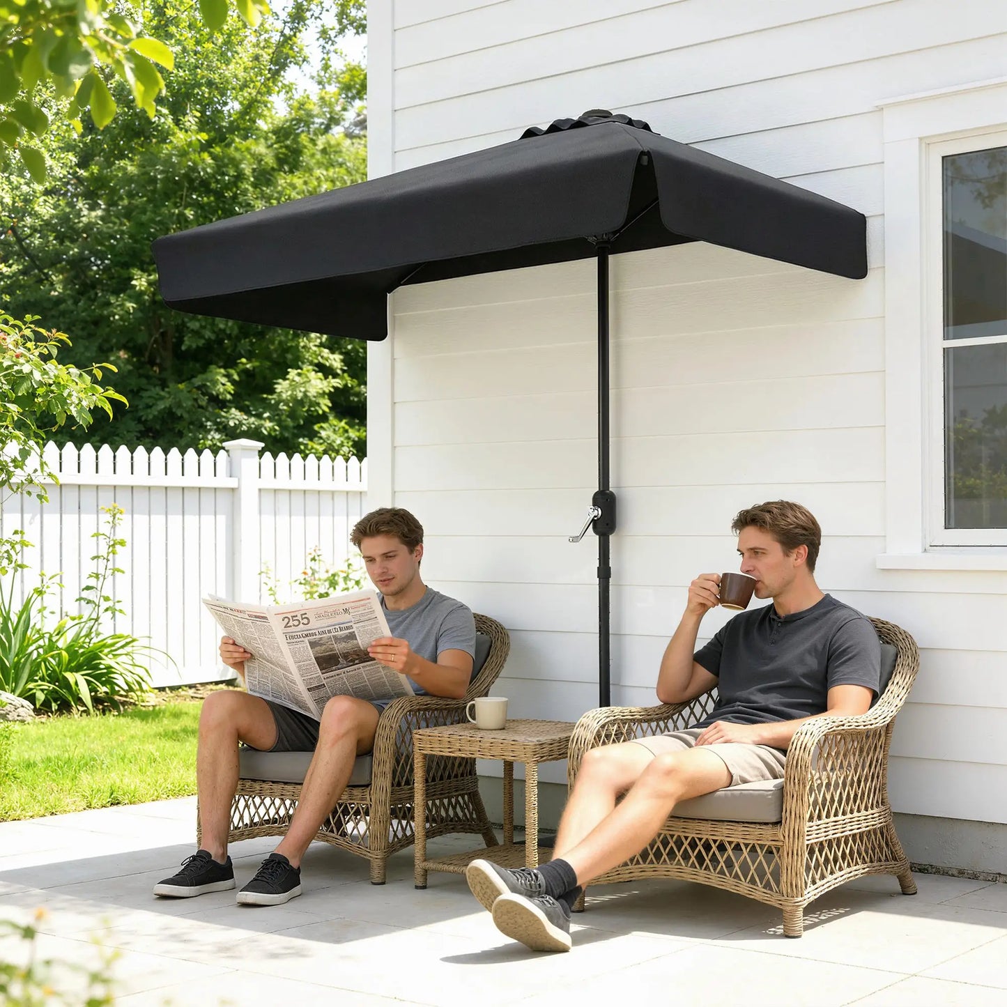 7.5ft Half Umbrella, Semi Round Patio Parasol, Crank Handle, Top Vent, Black Half Round Umbrellas at Gallery Canada