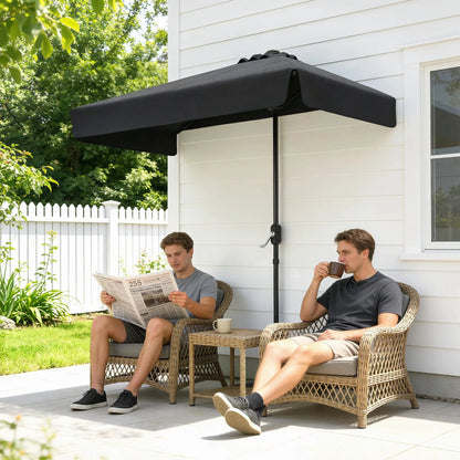 7.5ft Half Umbrella, Semi Round Patio Parasol, Crank Handle, Top Vent, Black Half Round Umbrellas at Gallery Canada