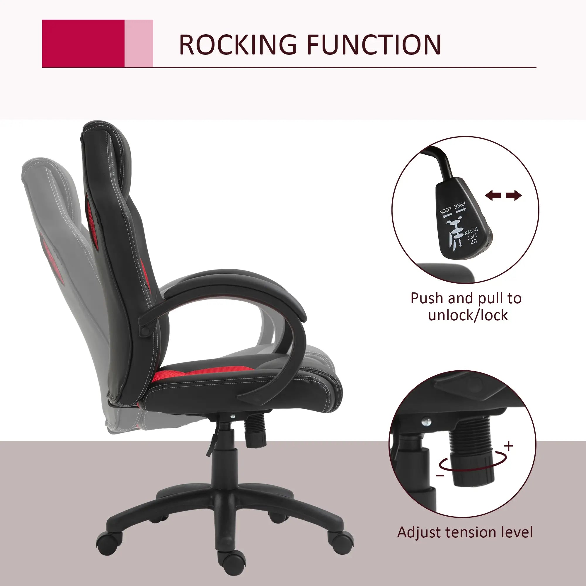 Racing Gaming Chair, Swivel Wheels, Padded Headrest, Tilt Function, Red Video Game Chairs at Gallery Canada