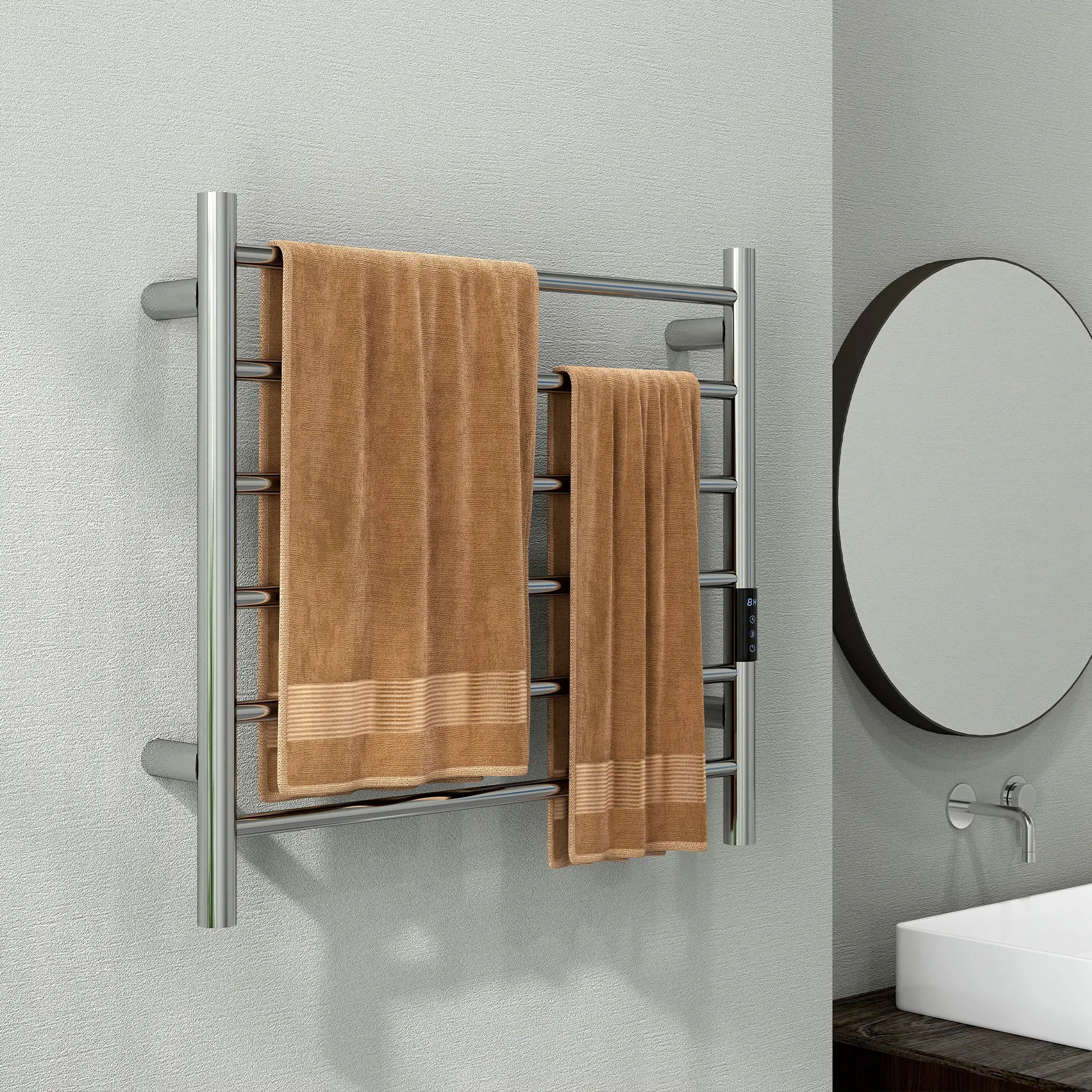 Stainless Steel Smart WiFi Towel Warmer, Wall Mounted, 6 Bars, Adjustable Temperature, Silver Bath Accessories at Gallery Canada