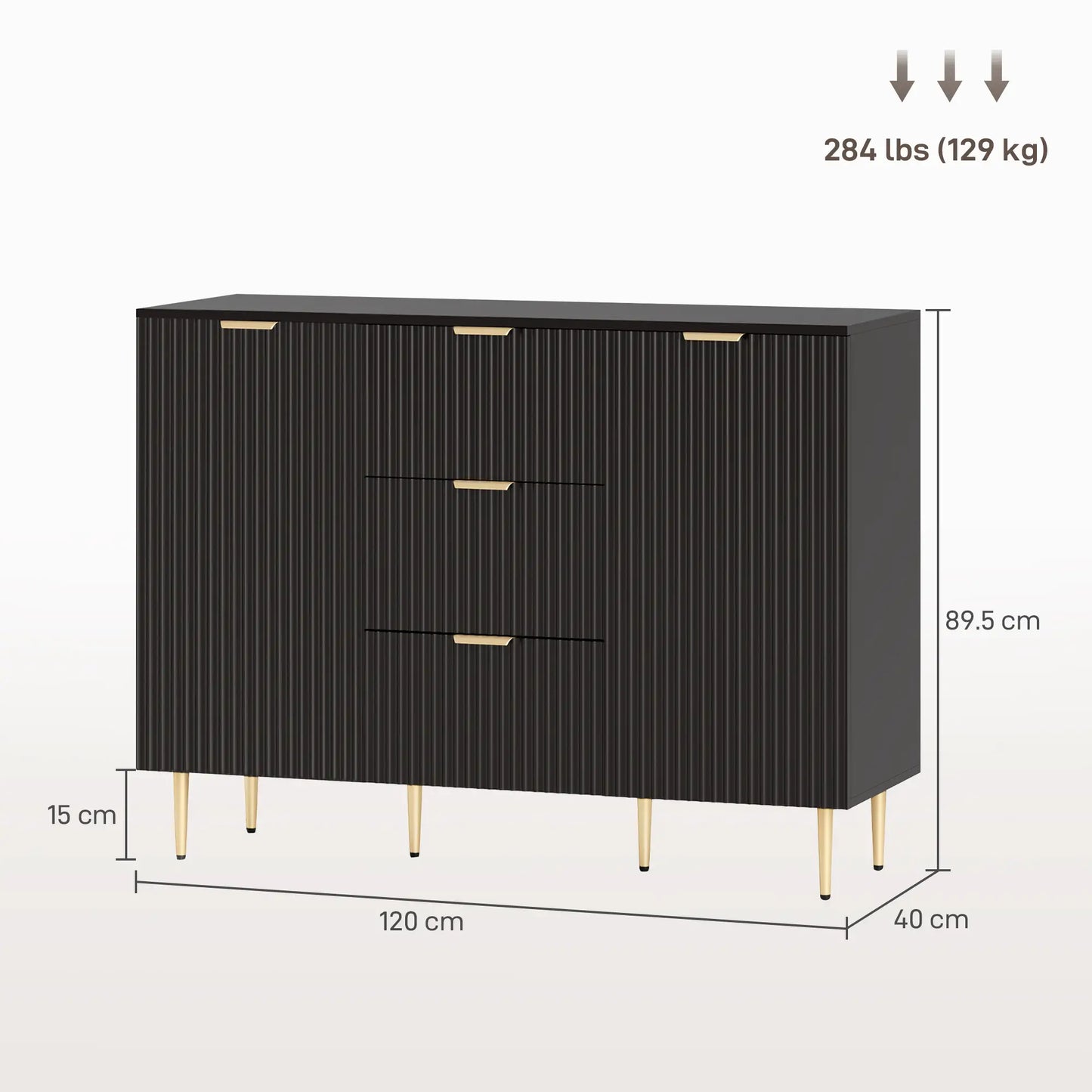 Modern Kitchen Storage Cabinet, 3 Drawers, Adjustable Shelves, Black Bar Cabinets at Gallery Canada