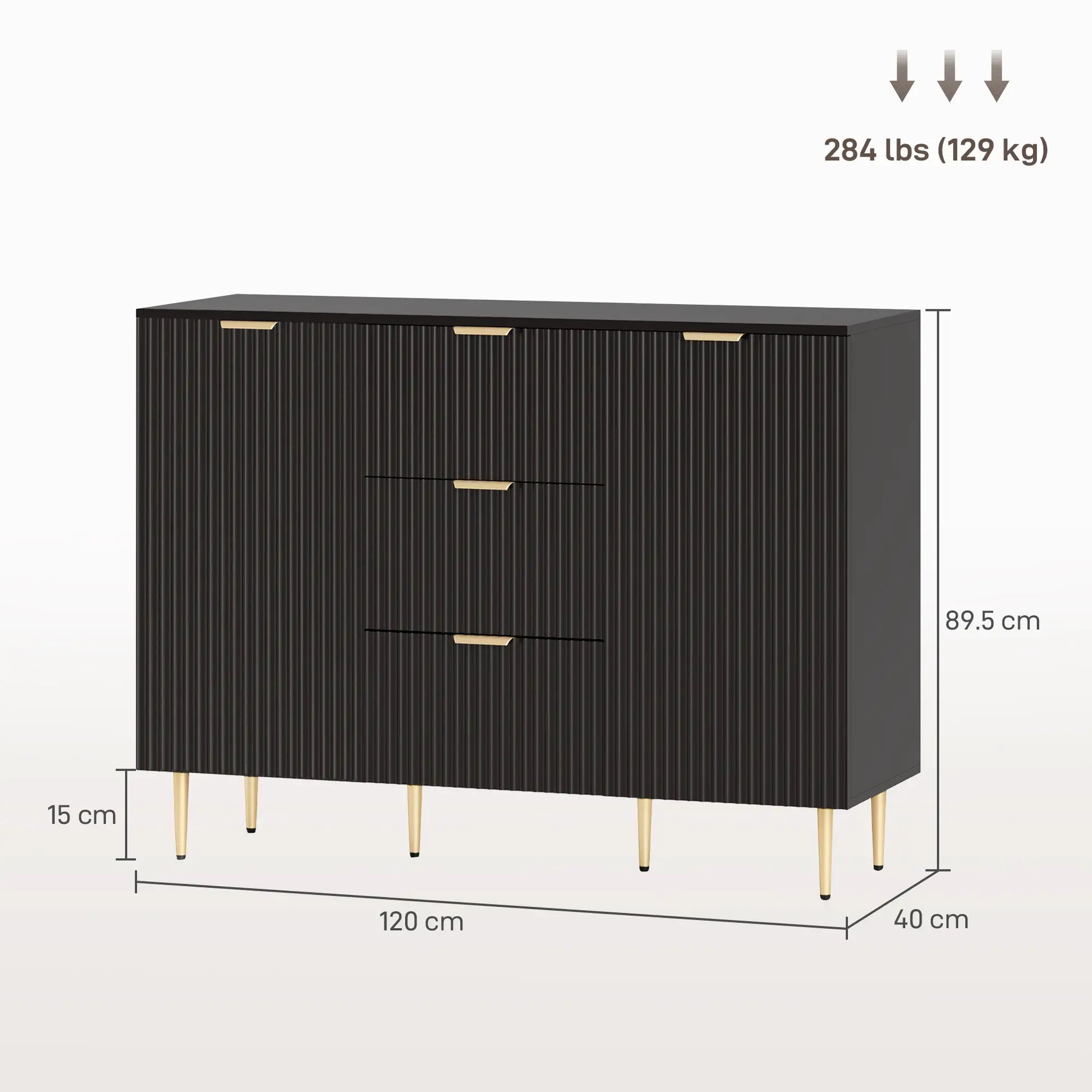 Modern Kitchen Storage Cabinet, 3 Drawers, Adjustable Shelves, Black Bar Cabinets at Gallery Canada