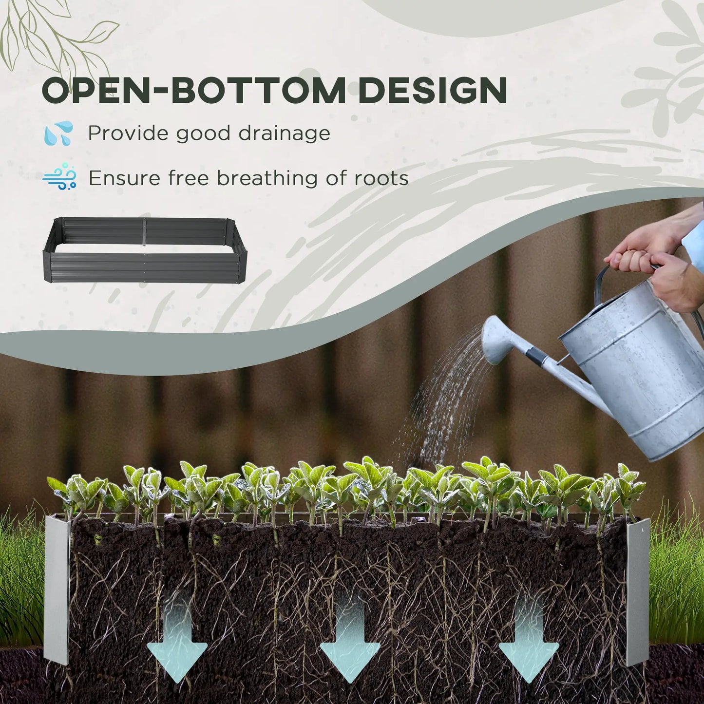 6' x 3' x 1' Raised Garden Bed, 2 Trellis Tomato Cages, Steel Frame, Dark Grey Raised Garden Beds at Gallery Canada