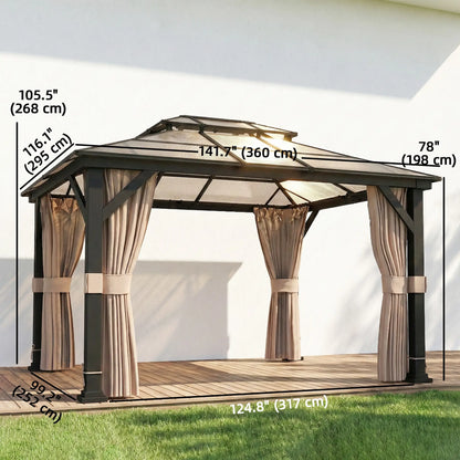 10' x 12' Hardtop Gazebo, Steel Permanent Outdoor, Khaki Gazebos at Gallery Canada