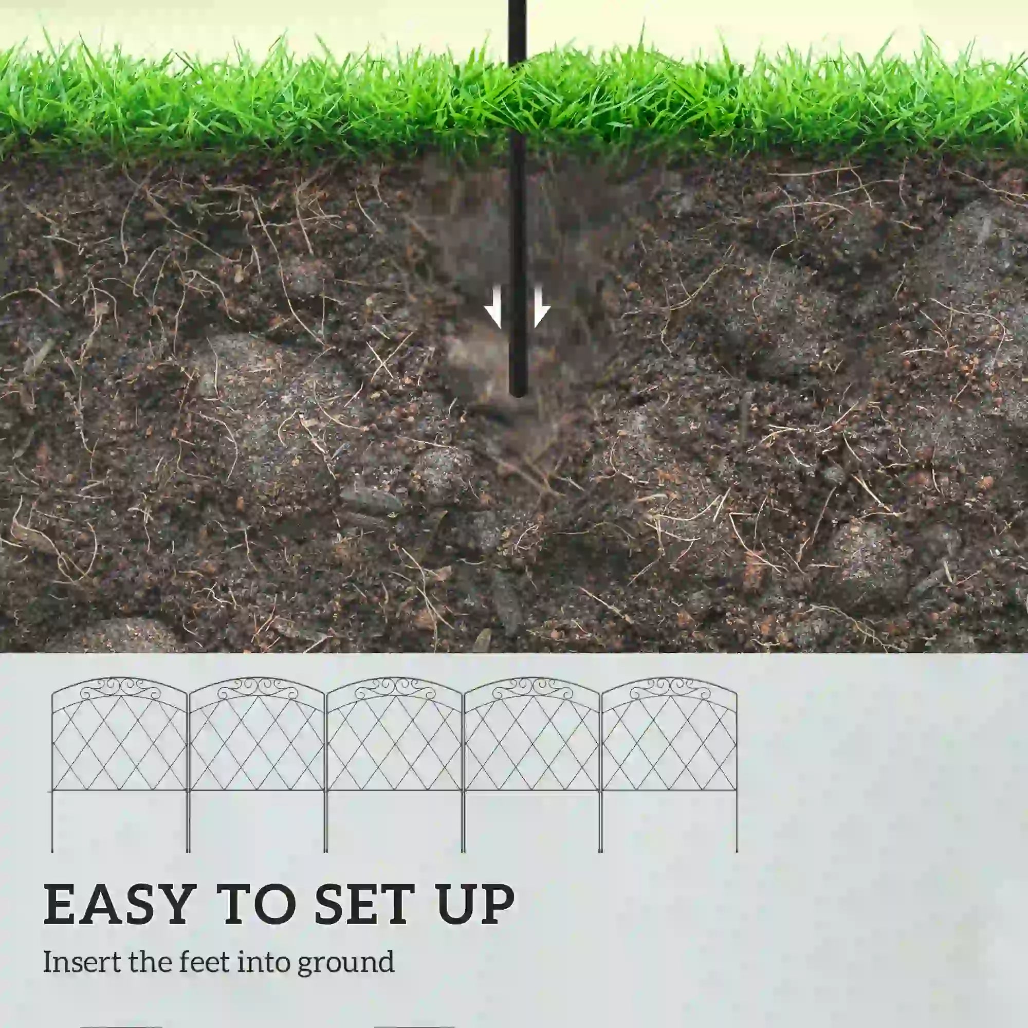 5 Pack Garden Fencing, Swirls Black, Decorative Animal Barrier, Black Garden Fences at Gallery Canada