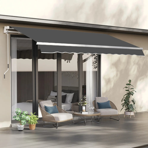 10' x 8' Retractable Awning Fabric, Outdoor Sunshade Canopy, UV Protection, Grey