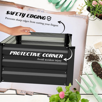 Set of 2 Galvanized Raised Garden Beds, Outdoor Planter Box, Grey Raised Garden Beds at Gallery Canada