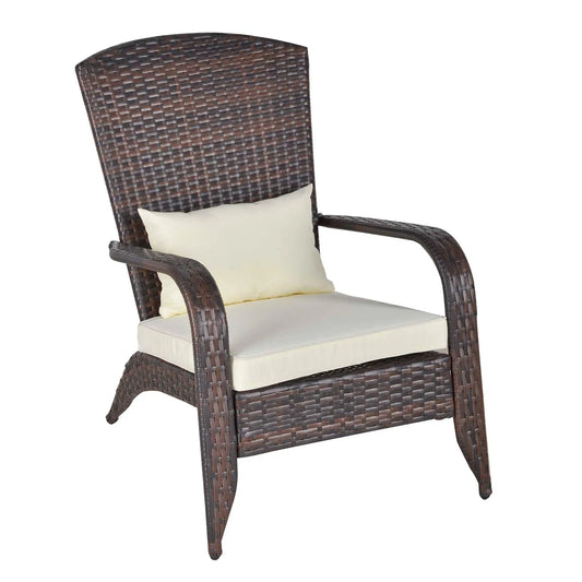 Patio Wicker Adirondack Chair, Outdoor PE Rattan Fire Pit Chair, White Patio Chairs White at Gallery Canada