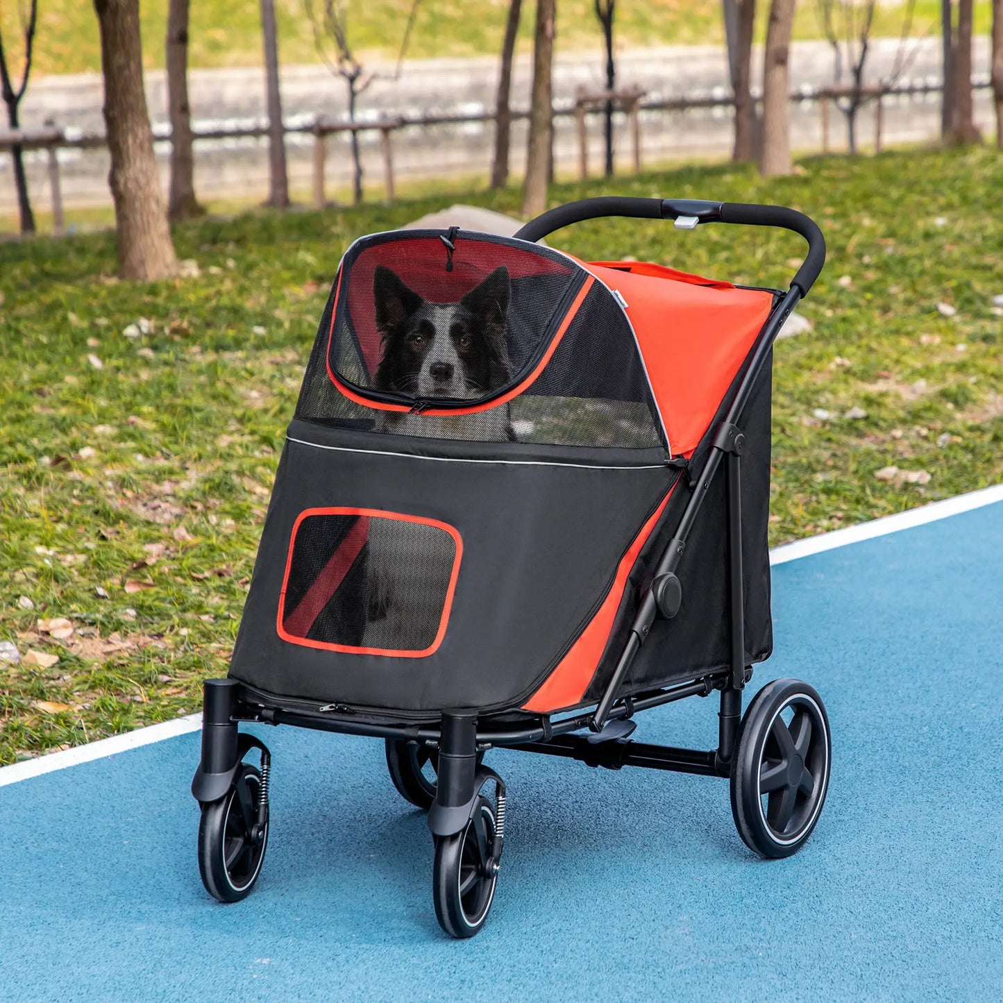Foldable Pet Stroller, Universal Wheels, Shock Absorber, Large & Medium Dogs, Red Dog Bike Trailers & Strollers at Gallery Canada