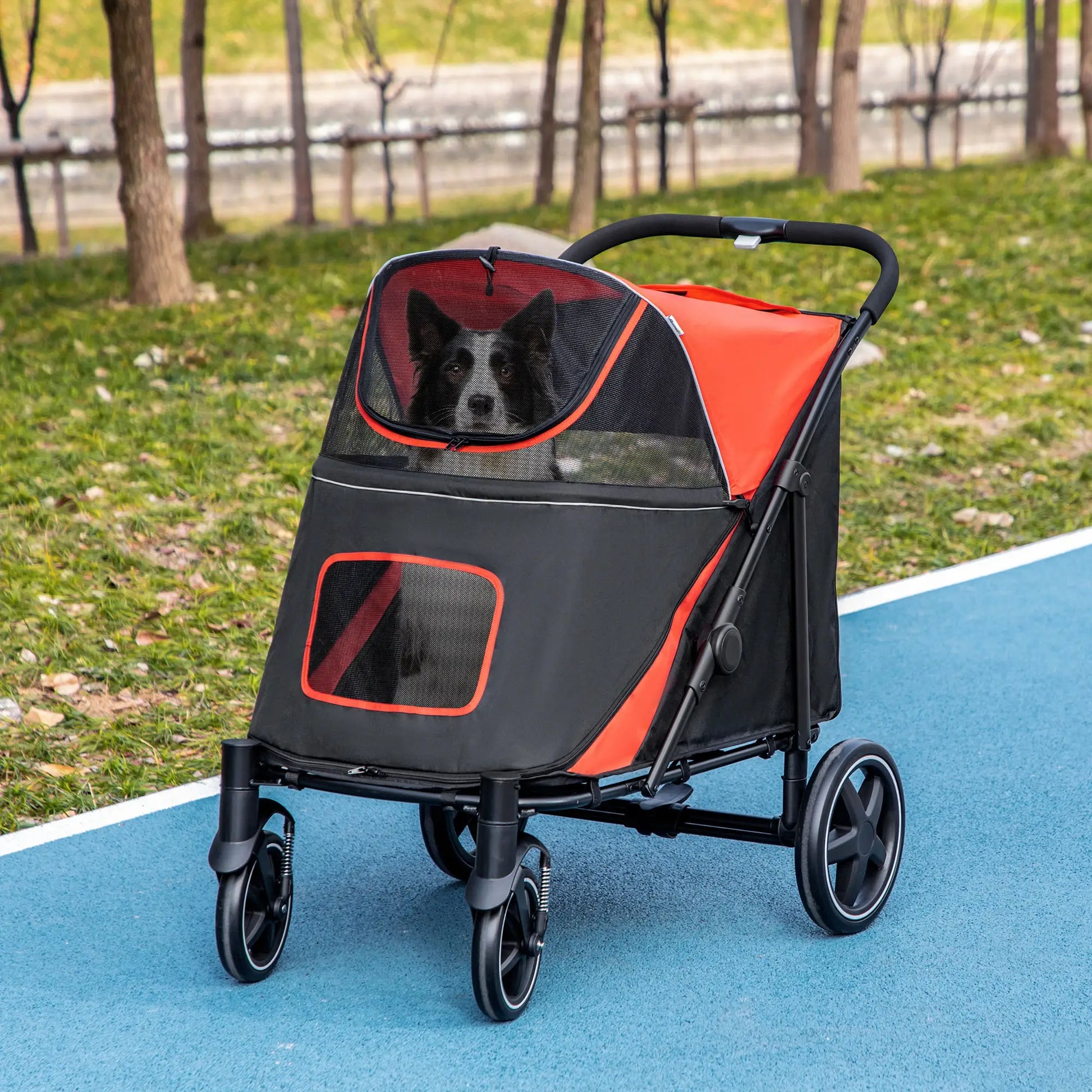 Foldable Pet Stroller, Universal Wheels, Shock Absorber, Large & Medium Dogs, Red Dog Bike Trailers & Strollers at Gallery Canada