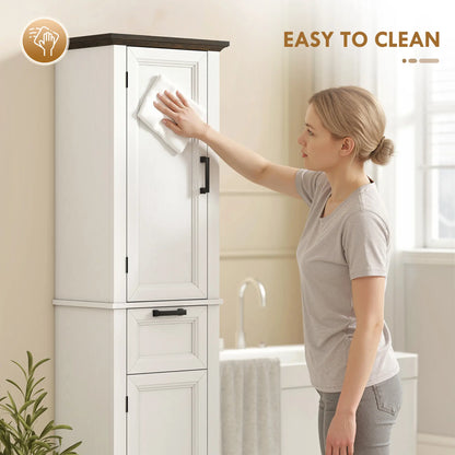 65" Tall Bathroom Storage Cabinet, Freestanding Farmhouse Slim, White Freestanding Bathroom Cabinets at Gallery Canada