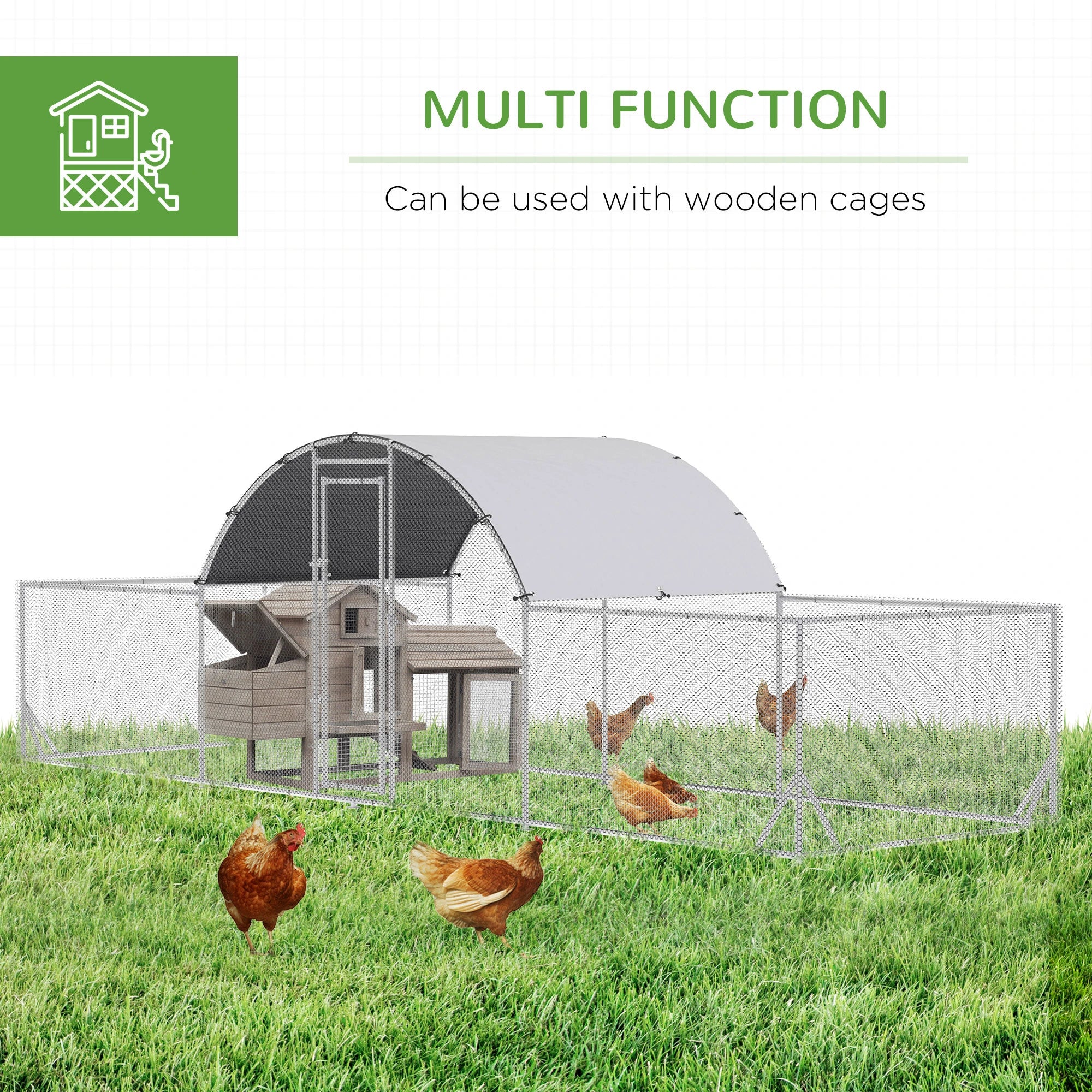 21.7' x 6.2' Metal Chicken Run, Waterproof Anti-UV Cover Chicken Coops at Gallery Canada