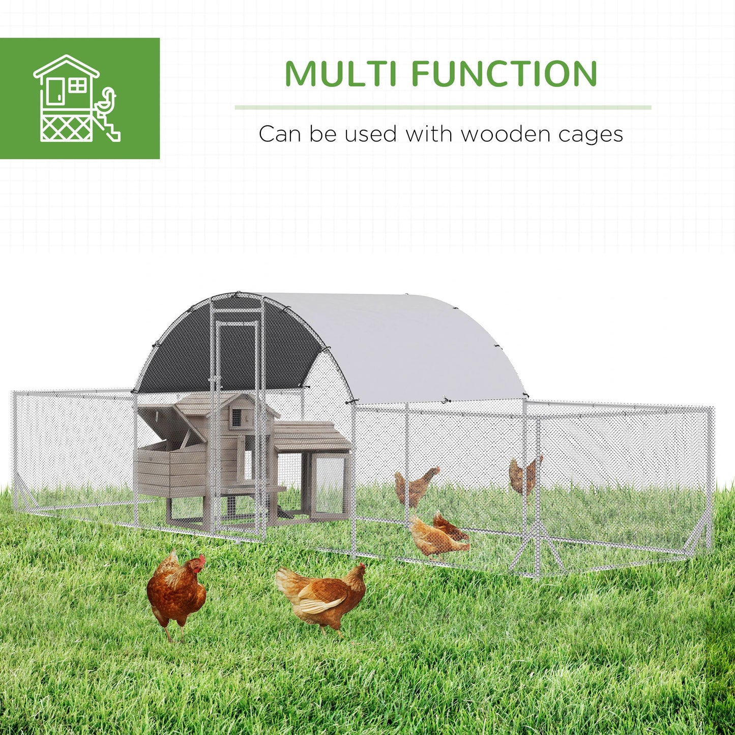 21.7' x 6.2' Metal Chicken Run, Waterproof Anti-UV Cover Chicken Coops at Gallery Canada