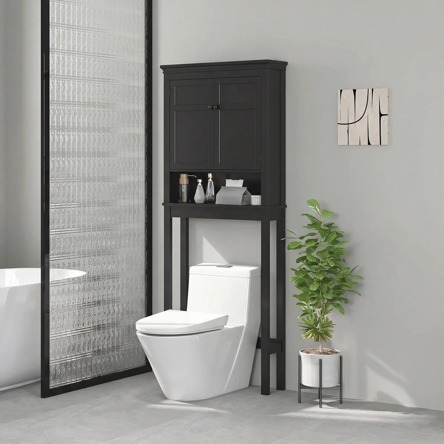 3-Tier Over Toilet Storage, Adjustable Shelf, Bathroom Laundry Bathroom Cabinets at Gallery Canada