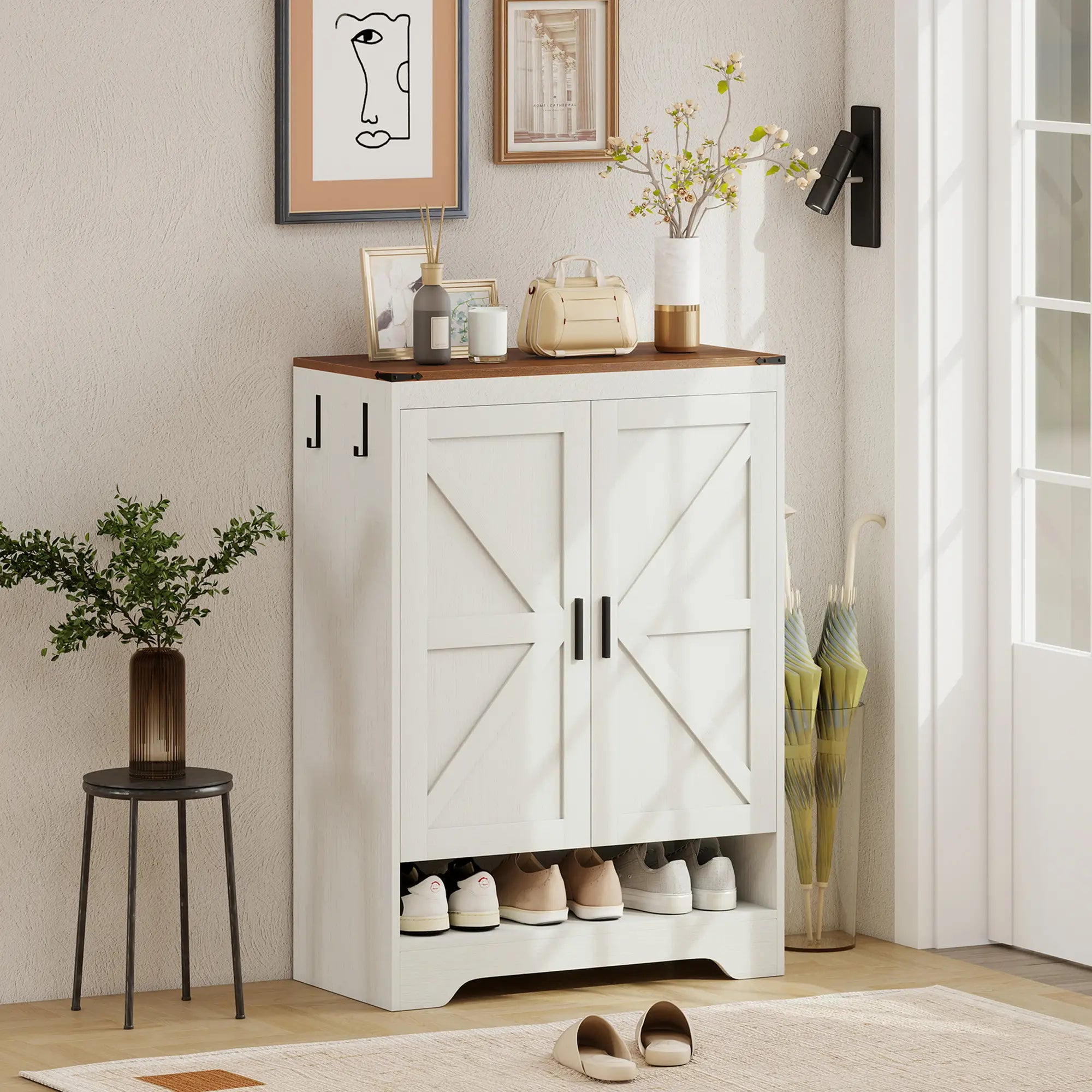 5-Tier Shoe Storage Cabinet, 15 Pairs, White Shoe Storage Cabinets & Racks at Gallery Canada