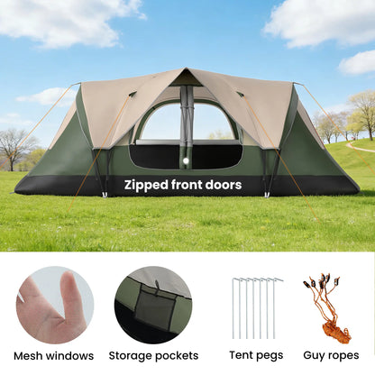 6-8 Person Camping Tent, 2000mm Waterproof, Carry Bag, Dark Green Camping Tents at Gallery Canada