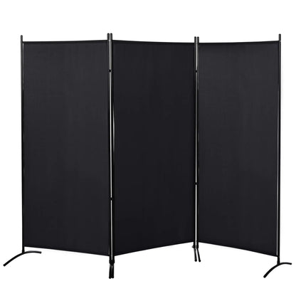 6' 3 Panel Room Divider, Double Hinged, Indoor Privacy Screen, Black Room Dividers at Gallery Canada