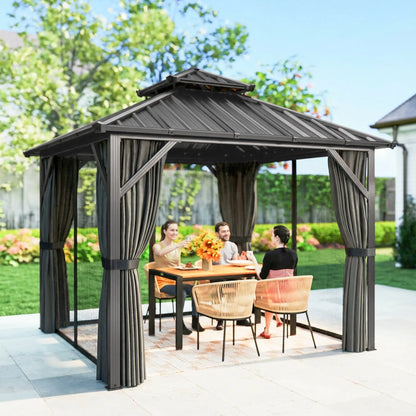 10' x 10' Hardtop Gazebo, Aluminium Frame, Galvanized Steel Roof, Dark Grey Gazebos at Gallery Canada