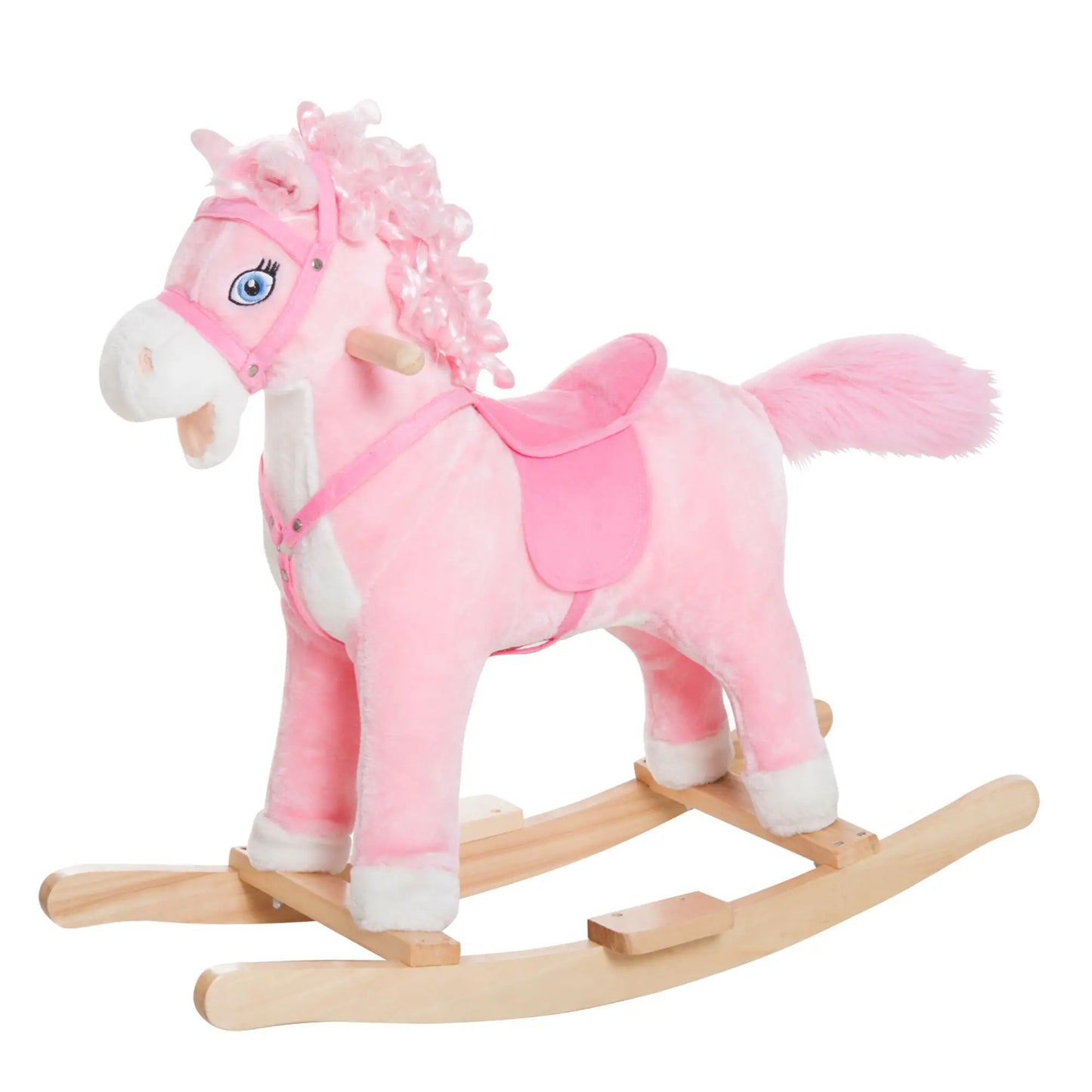 Kids Plush Rocking Horse, Ride On Toy with Sounds, Pink Rocking Horses at Gallery Canada