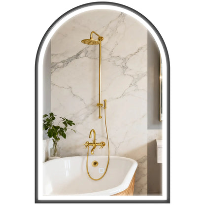 24" x 36" LED Bathroom Mirror, Arched Tempered Glass, Anti-Fog, Dimmable, Black Bath Accessories at Gallery Canada