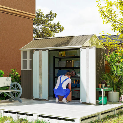 8.5' x 5.5' Metal Garden Shed, Outdoor Storage, Lockable Door, Light Grey Sheds at Gallery Canada