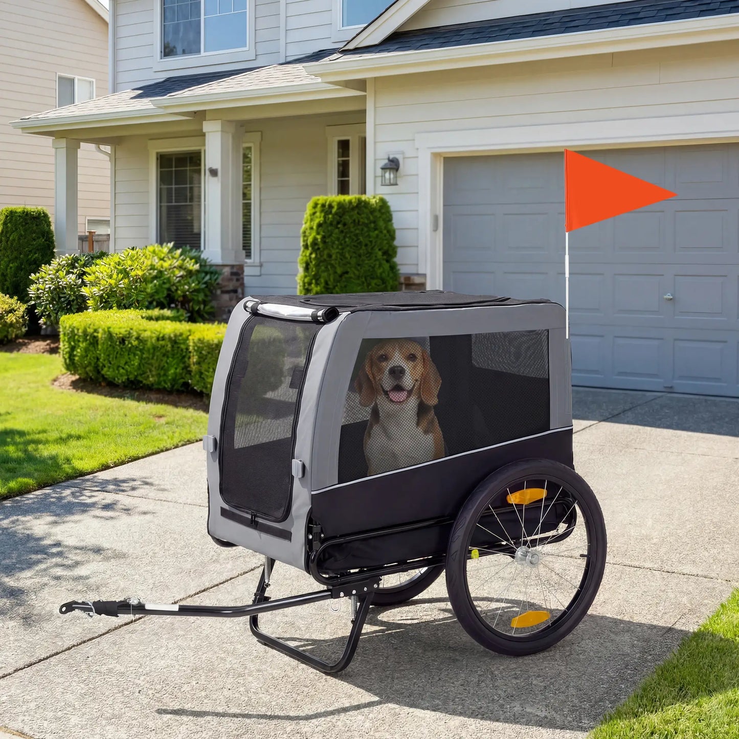 Dog Bike Trailer, Pet Cart Carrier, Large Wheels, 2 Doors Dog Bike Trailers & Strollers at Gallery Canada