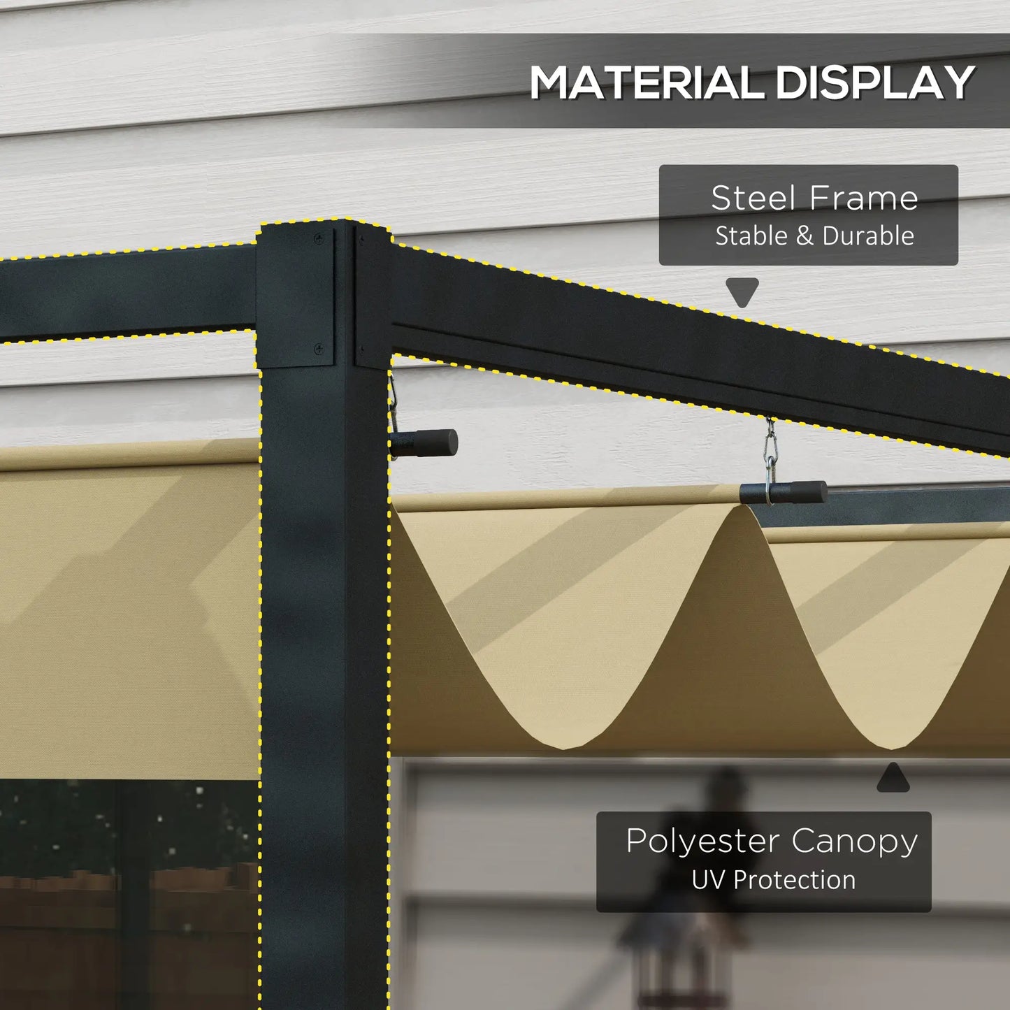 10' x 7' Patio Pergola, Retractable Canopy, Outdoor Sun Shelter, Khaki Pergolas at Gallery Canada