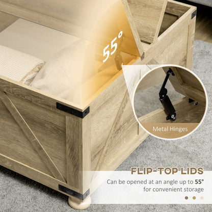 Farmhouse Coffee Table, Square Flip-Top Lid, Hidden Storage, Oak Coffee Tables at Gallery Canada