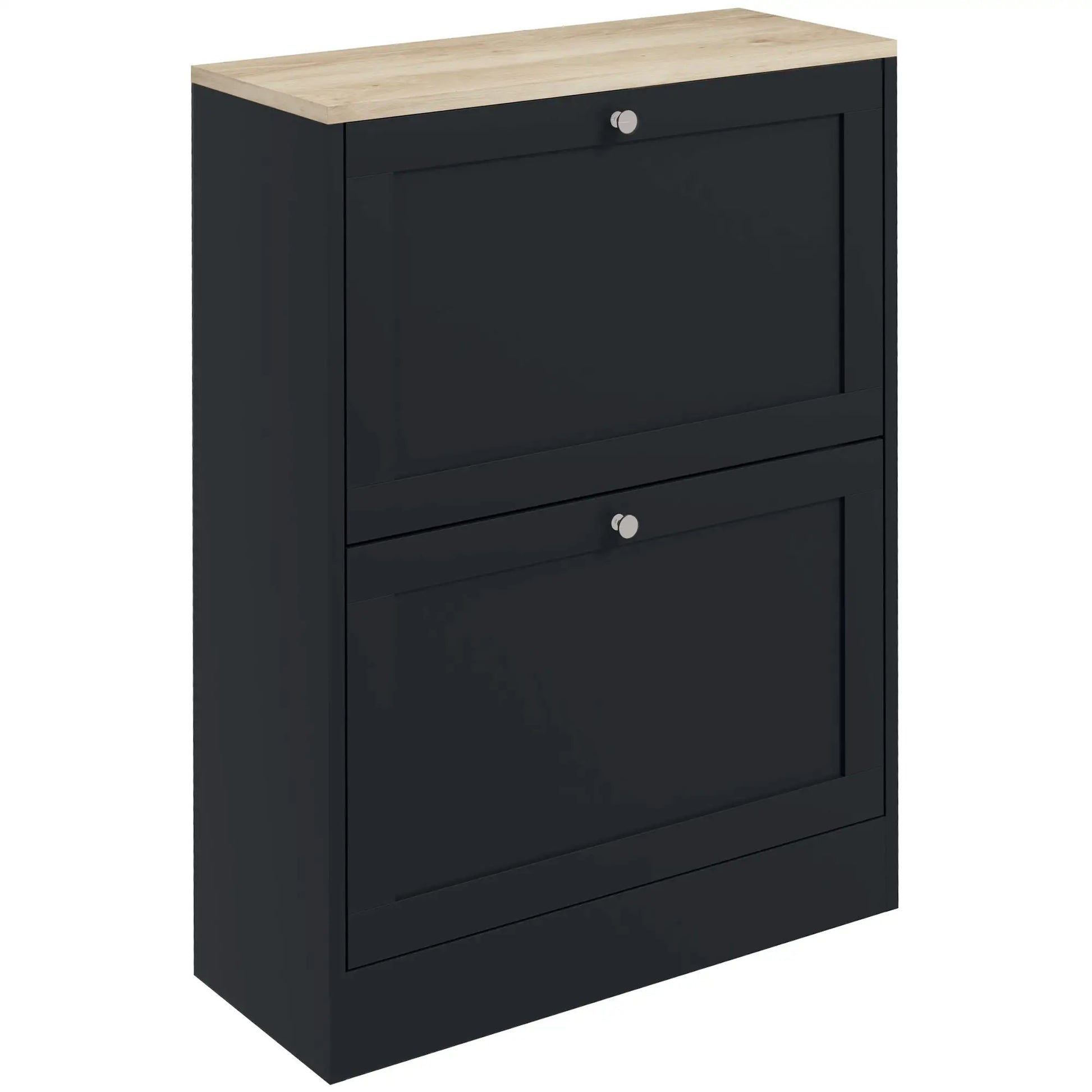 Slim Shoe Storage Cabinet, 2 Flip Drawers, Adjustable Shelves for 12 Pairs, Black Shoe Storage Cabinets & Racks at Gallery Canada