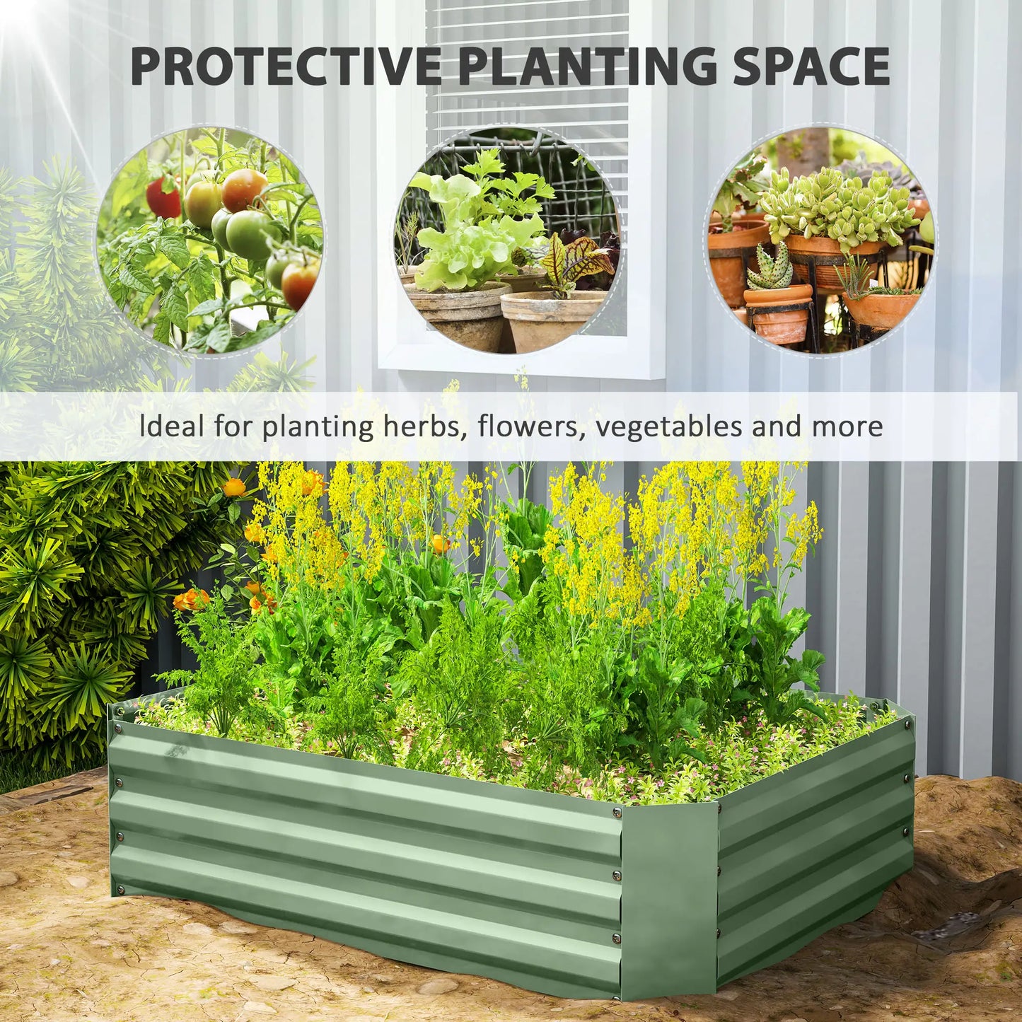 Galvanized Raised Garden Bed, 4' x 3' x 1', Metal Planter Box, Dark Green