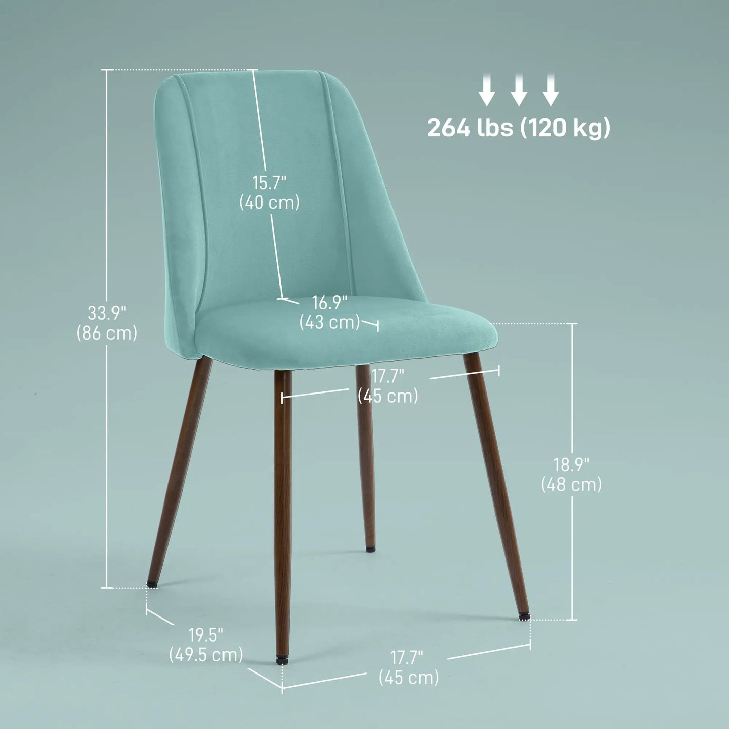 Upholstered Dining Chairs Set of 4, Velvet, Wood-Grain Steel Leg, Light Green Dining Chairs at Gallery Canada