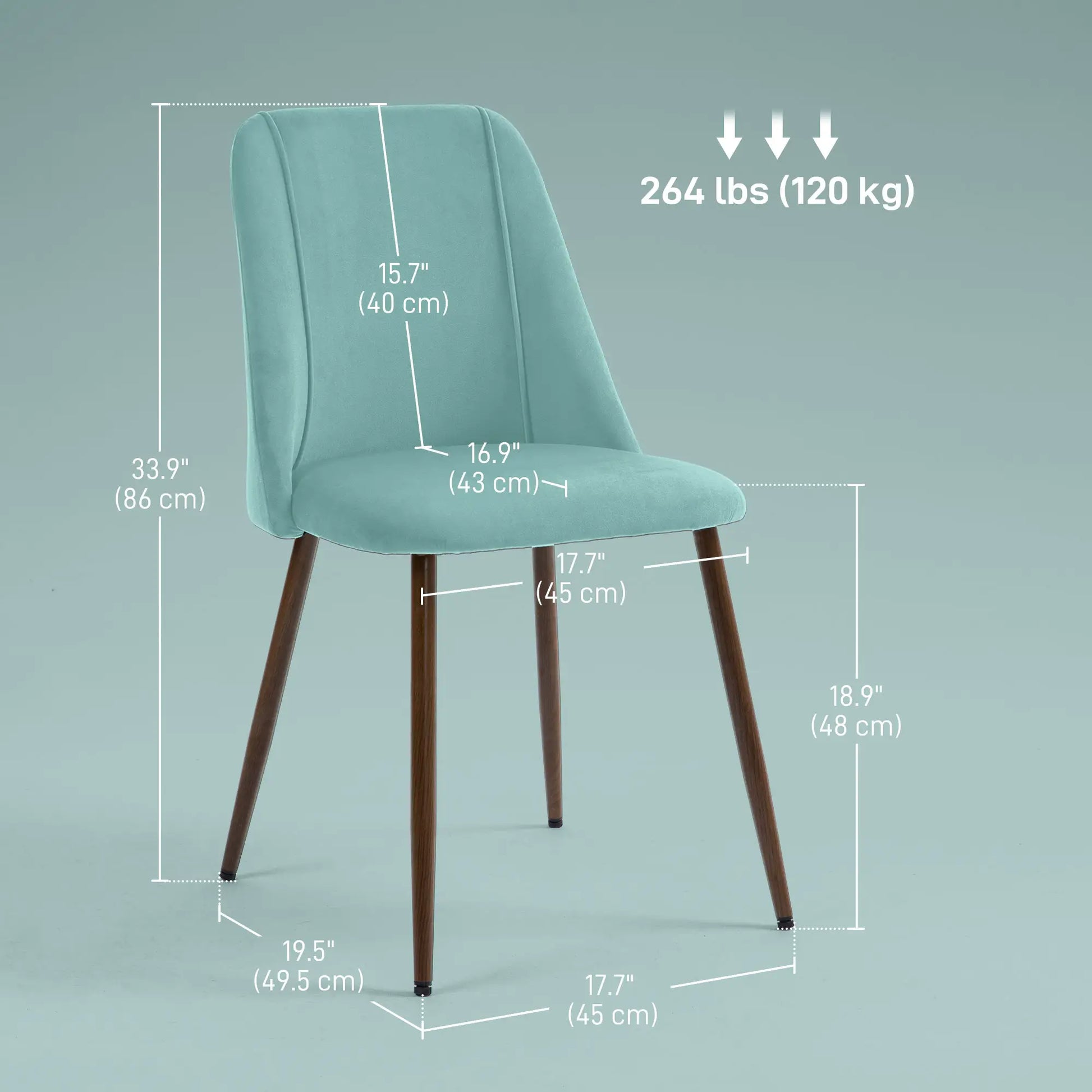 Upholstered Dining Chairs Set of 4, Velvet, Wood-Grain Steel Leg, Light Green Dining Chairs at Gallery Canada