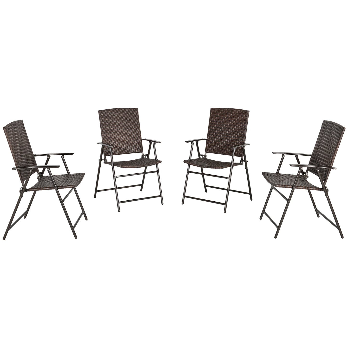 Wicker Dining Chair Set of 4, Foldable, Steel Frame, Brown Patio Chairs Brown at Gallery Canada