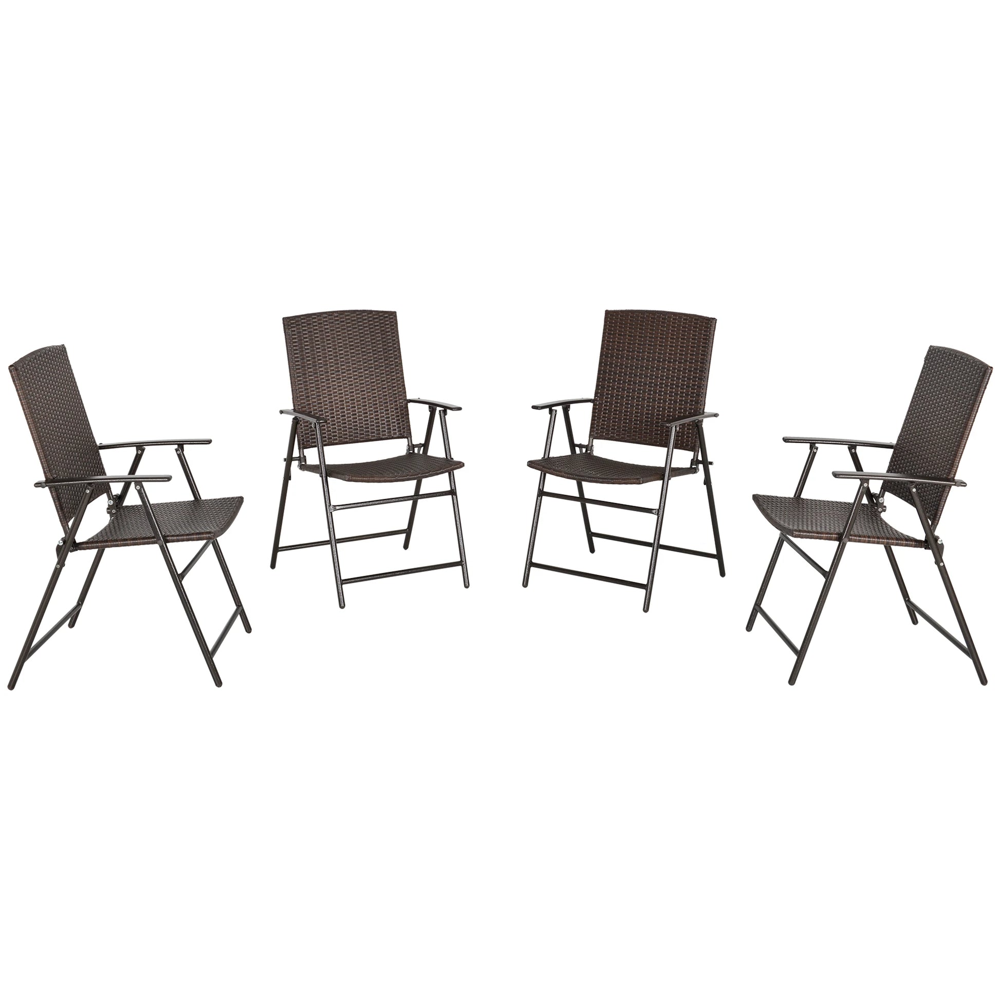 Wicker Dining Chair Set of 4, Foldable, Steel Frame, Brown Patio Chairs Brown at Gallery Canada