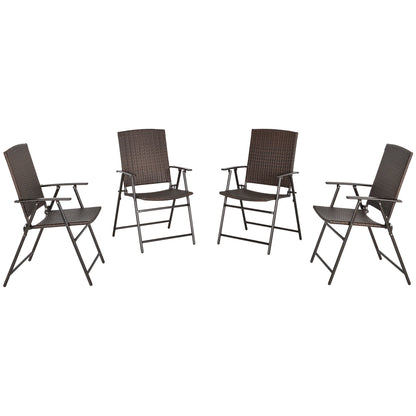 Wicker Dining Chair Set of 4, Foldable, Steel Frame, Brown Patio Chairs Brown at Gallery Canada