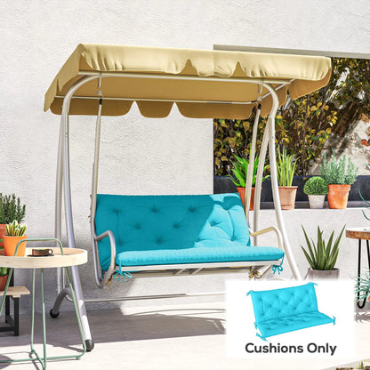Garden Bench Cushion with Backrest, 2 Seater Thick Pad, Turquoise Patio Chair Cushions at Gallery Canada
