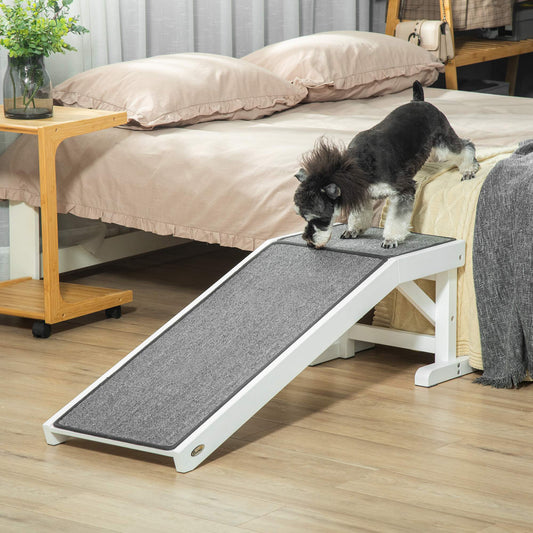 Pet Ramp, Bed Steps for Dogs Cats with Non-slip Carpet, 49"L x 16"W x 14"H, White Grey - Gallery Canada