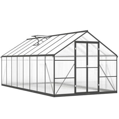 Polycarbonate Greenhouse, Walk-In With Windows, 8' x 16' x 7', Dark Grey