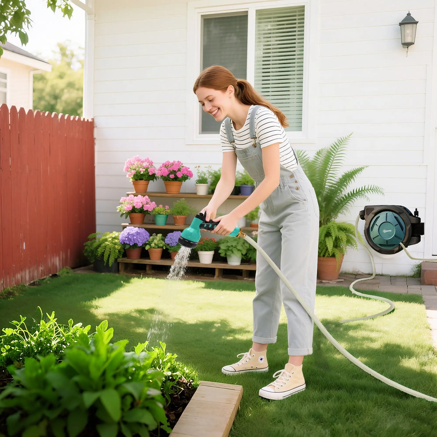 1/2 in x 65ft Wall Mounted Garden Hose Reel, Auto Rewind, Blue Garden Accessories at Gallery Canada