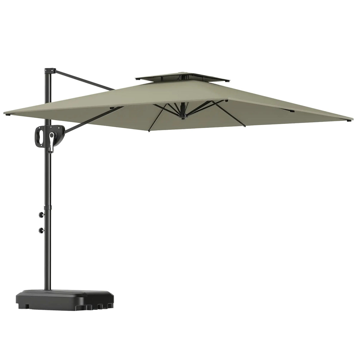 Square Cantilever Patio Umbrella, Double Top Offset, 8' x 9', Light Grey Offset Cantilever Umbrellas at Gallery Canada