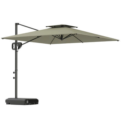 Square Cantilever Patio Umbrella, Double Top Offset, 8' x 9', Light Grey Offset Cantilever Umbrellas at Gallery Canada