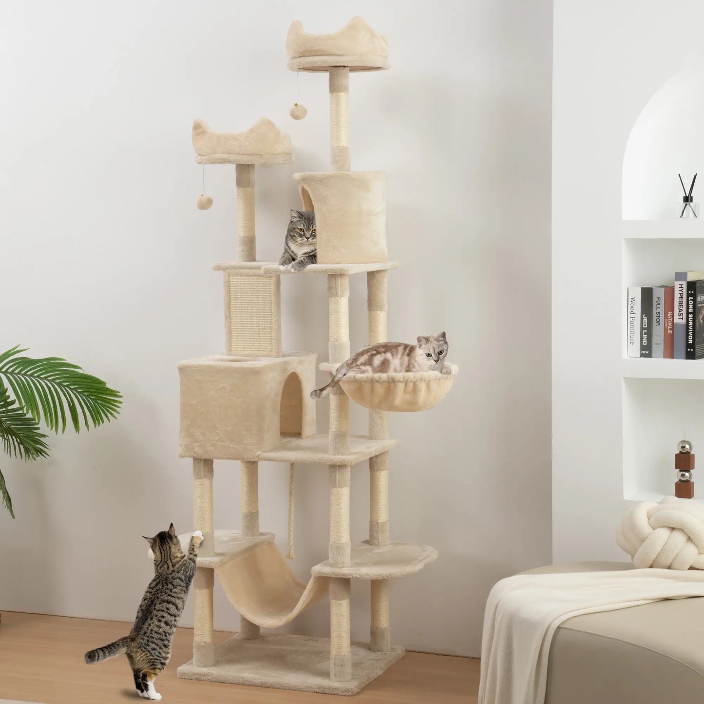 81" Large Cat Tree, Scratching Posts, Condos, Beds, Hammocks, Beige Cat Trees at Gallery Canada