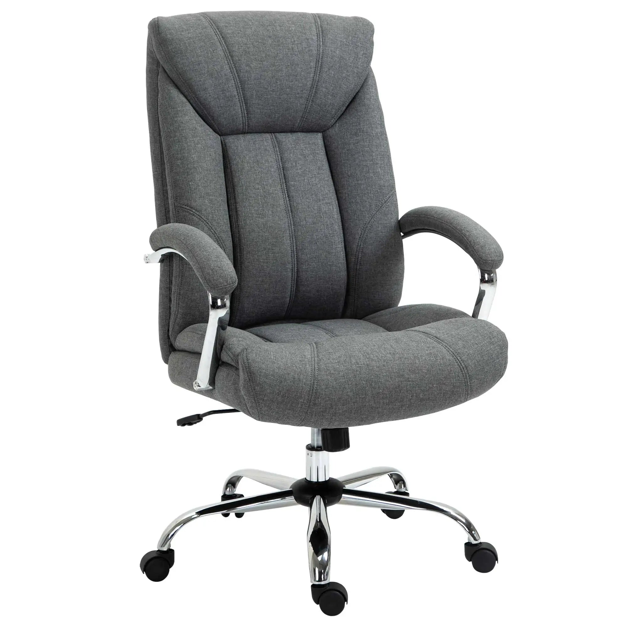 Ergonomic High Back Swivel Office Chair, Adjustable Height, Linen Fabric, Grey Executive & Manager Chairs Grey at Gallery Canada