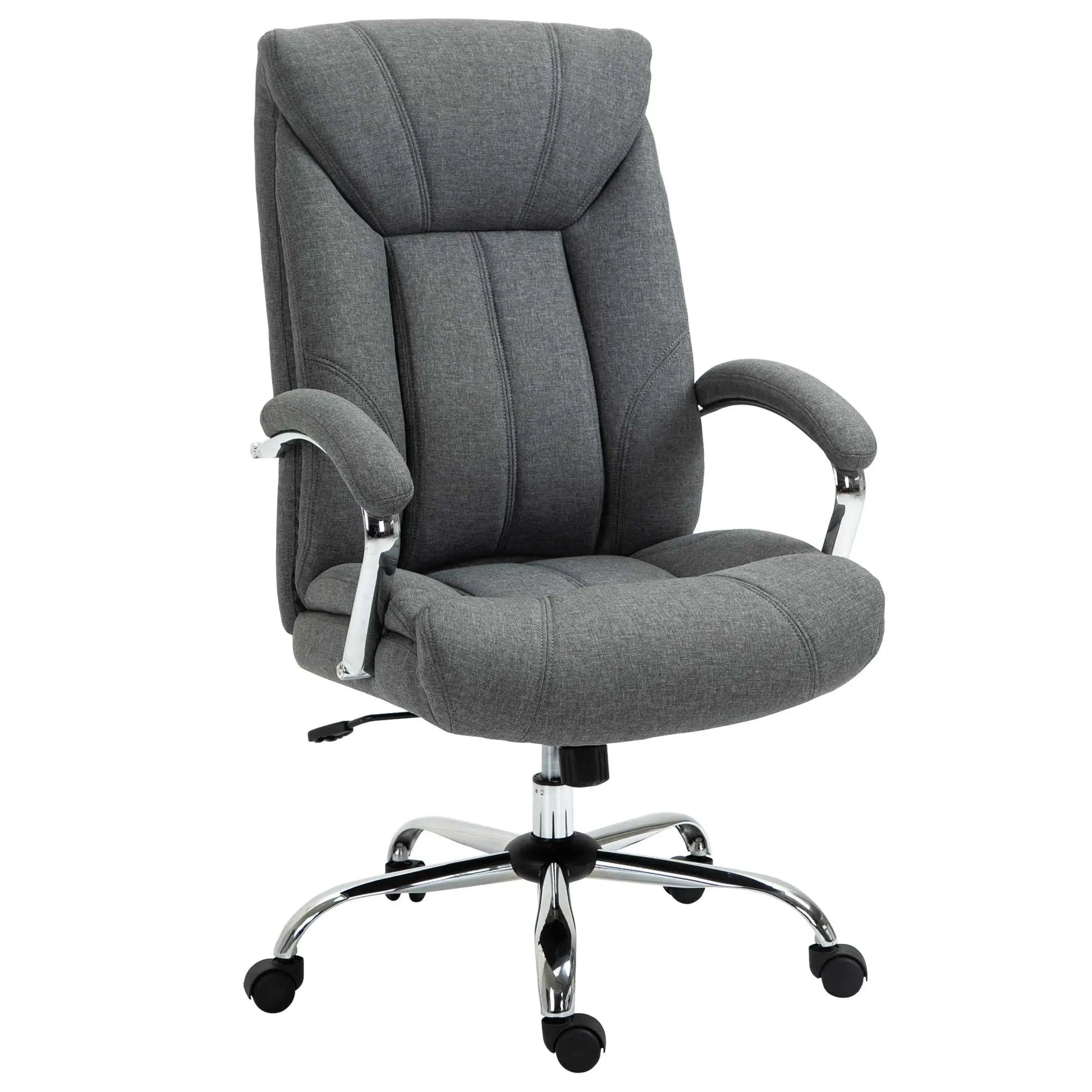 Ergonomic High Back Swivel Office Chair, Adjustable Height, Linen Fabric, Grey Executive & Manager Chairs Grey at Gallery Canada