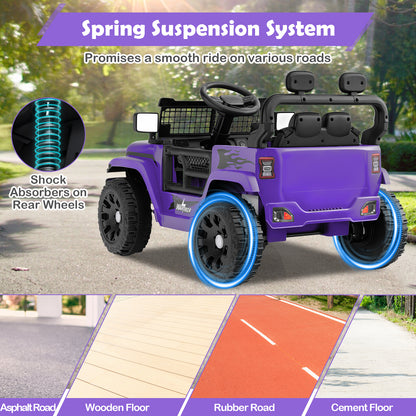 12V Kids Ride on Truck Car Battery Powered Electric Vehicle, Purple Powered Ride On Toys at Gallery Canada