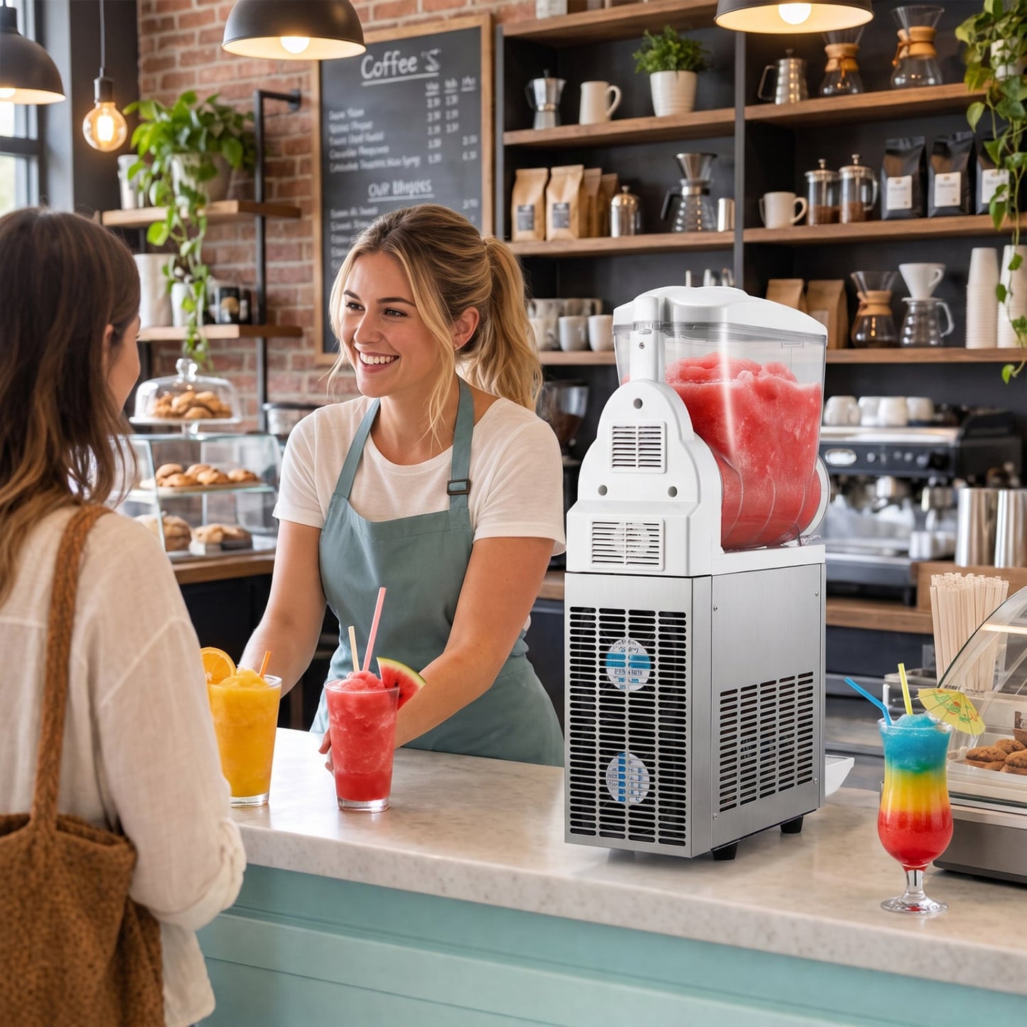 Machine à slushy commerciale 507 Oz, argent