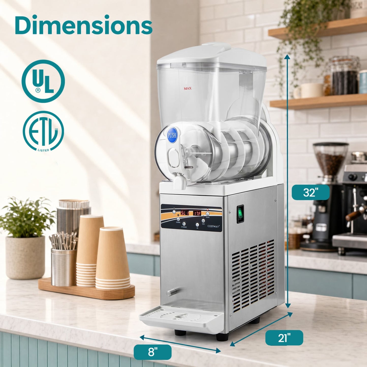 Machine à slushy commerciale 507 Oz, argent