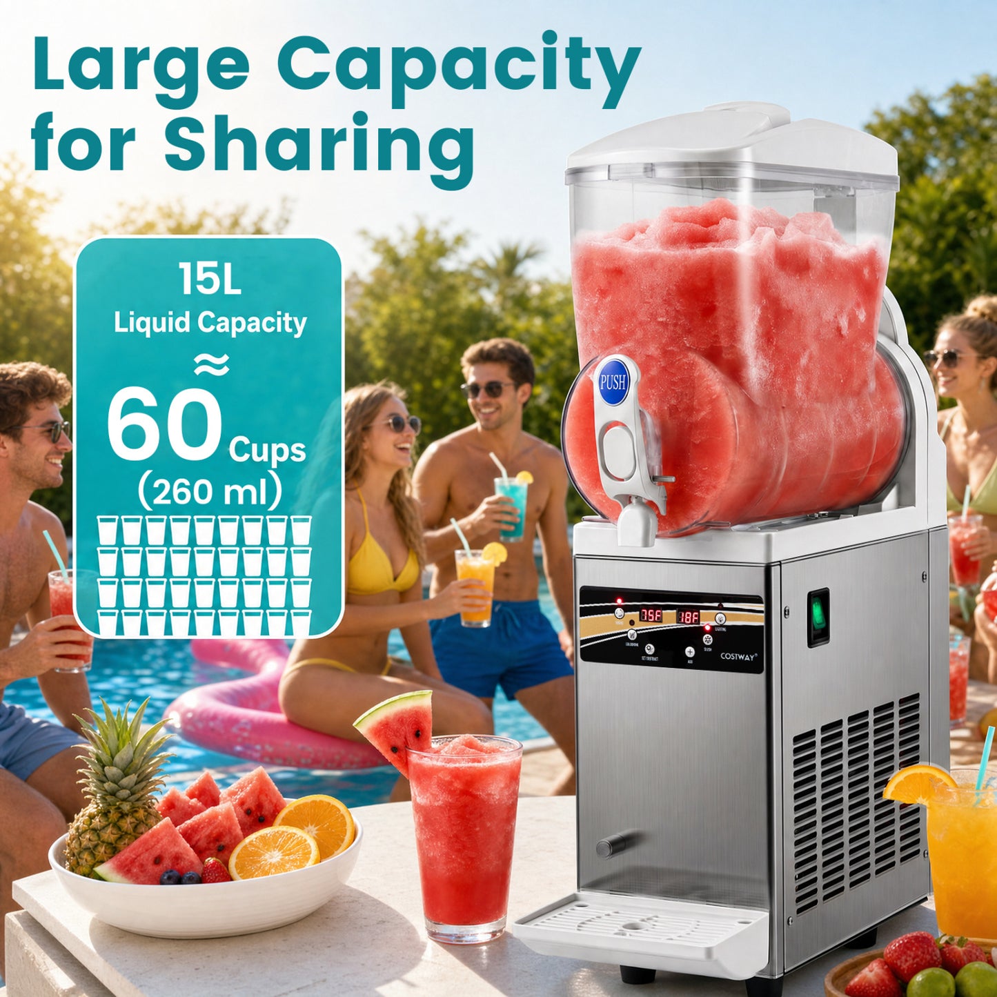 Machine à slushy commerciale 507 Oz, argent