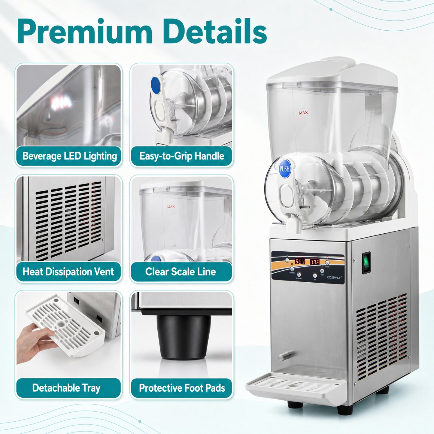 Machine à slushy commerciale 507 Oz, argent