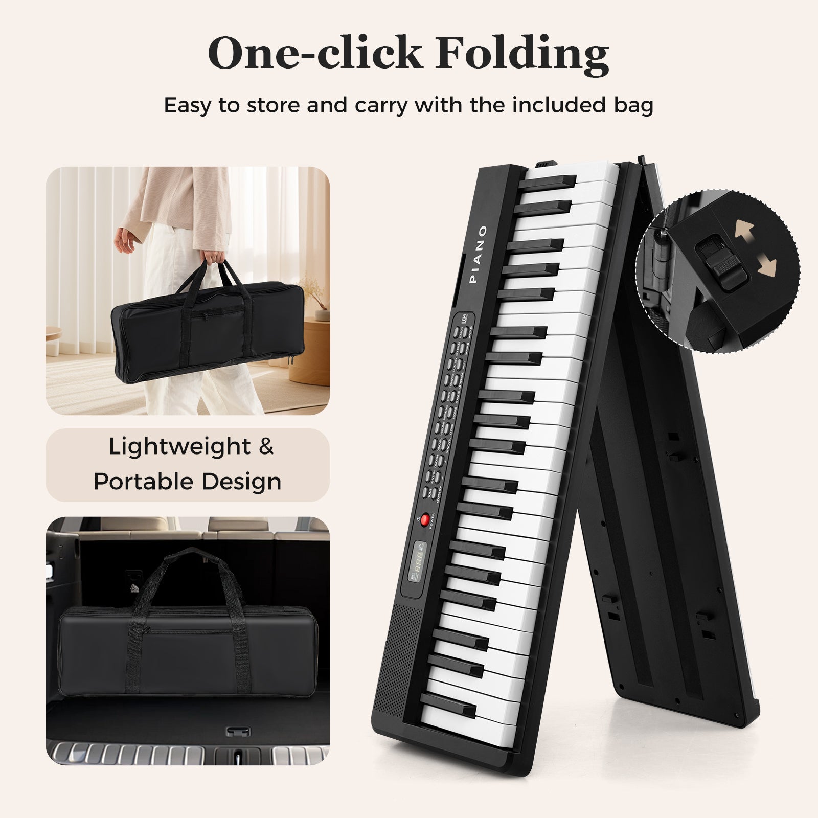 88 Key Foldable Piano Keyboard Portable Semi Weighted Electric Piano, Black Pianos & Keyboards at Gallery Canada